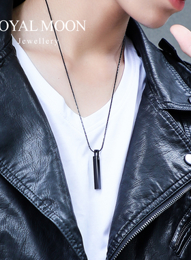 项链男钨金毛衣链刻字情侣锁骨链