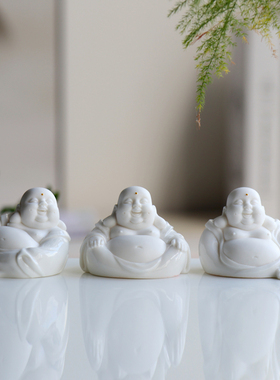 家居客厅陶瓷可爱风弥勒佛装饰品