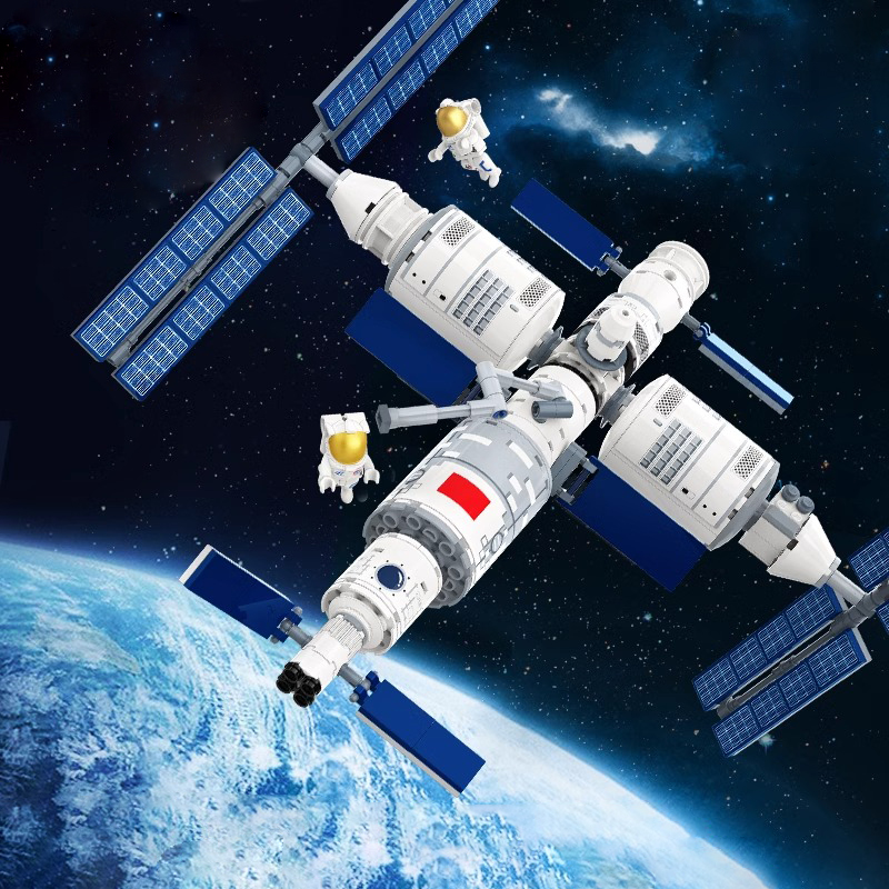 中国航天空间站积木男孩益智拼装破晓飞机宇航员六一儿童礼物玩具-图0