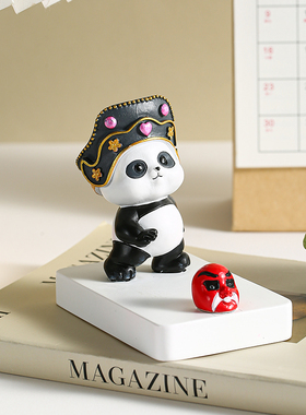 熊猫手机支架会议礼物可印logo办公室桌面四川文创装饰品摆件可爱