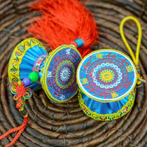 New products Guangxi Zhuang characteristics Pavilion Magnificent Embroidered Cloth Art Bronze Drum Pendant Remember Gift Folk Featured Handgoods