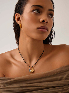 Missoma浮光系列金银拼色椭圆圆圈项链轻奢小众复古叠戴锁骨链女