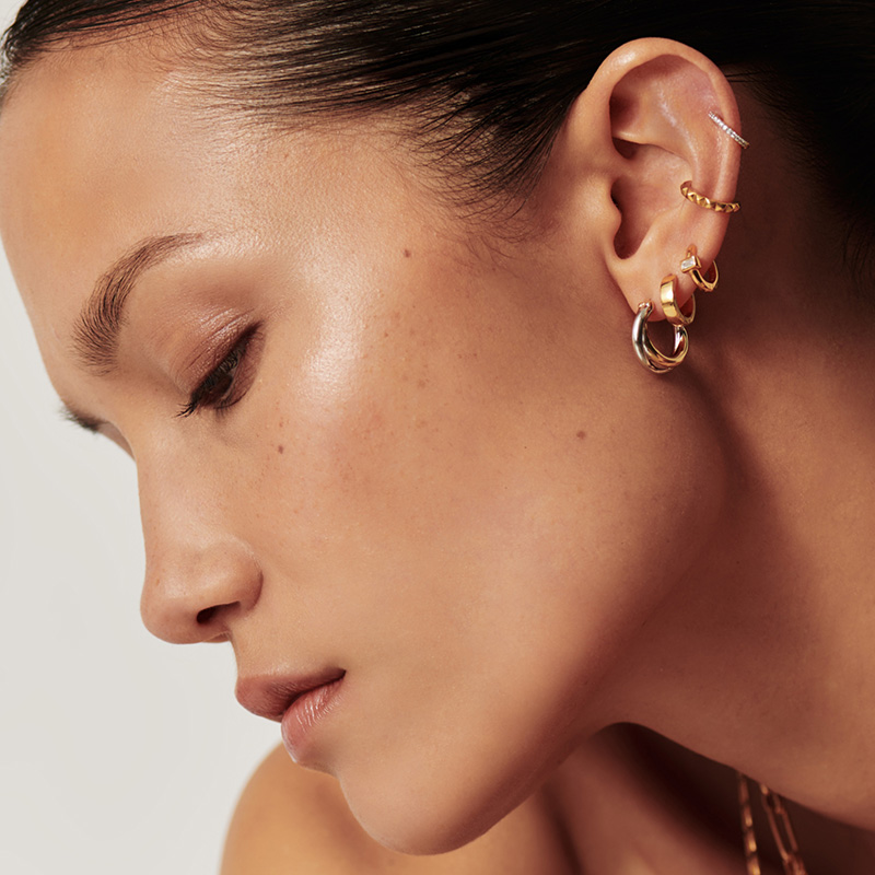 【迪丽热巴同款】Missoma金银双生耳环拼接复古双圈轻奢耳饰礼物