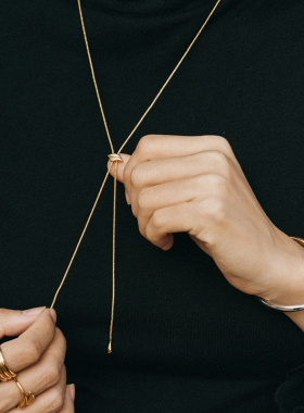 Savi x Missoma水波纹滑动扣蛇骨项链小众叠戴高级感轻奢毛衣链