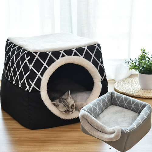 猫窝冬季保暖封闭式安全感猫咪用品睡窝冬季猫别墅狗窝四季通用 - 图0