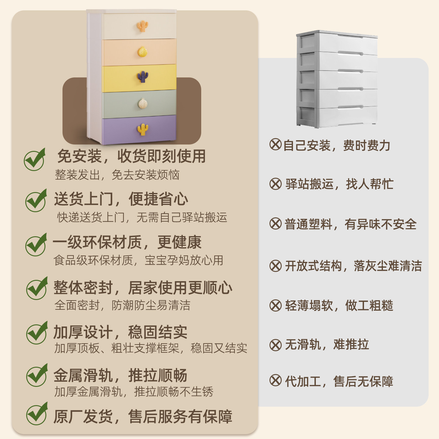 绣川彩虹收纳柜抽屉式大方柜家用树脂储物柜免安装床头柜儿童衣柜,淘宝优惠券,粉丝福利购,淘宝优惠卷