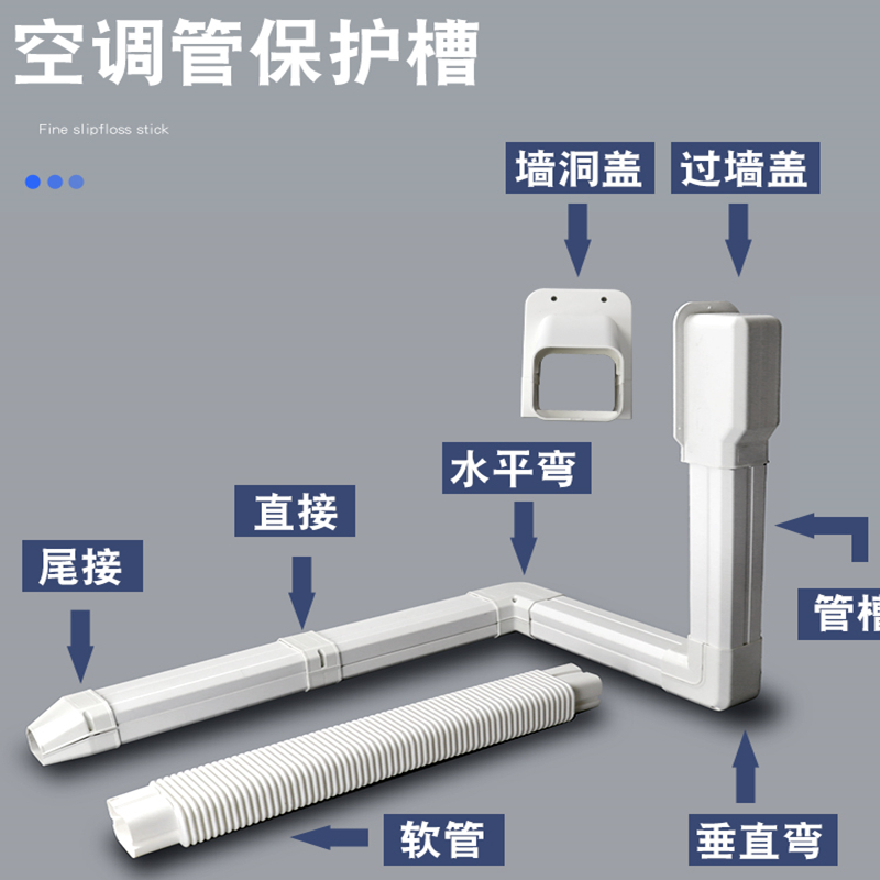 空调套管穿墙管套装饰75x65保护套槽塑料方管槽墙面分体装饰管槽