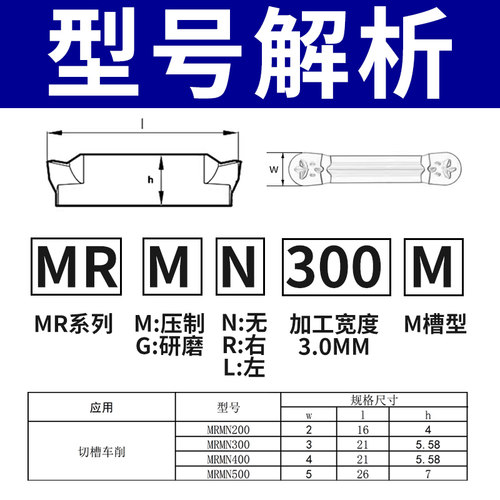 端面圆弧槽刀MRMN数控车床圆头不锈钢铸件钢件PCD切断用刀杆刀片 - 图0