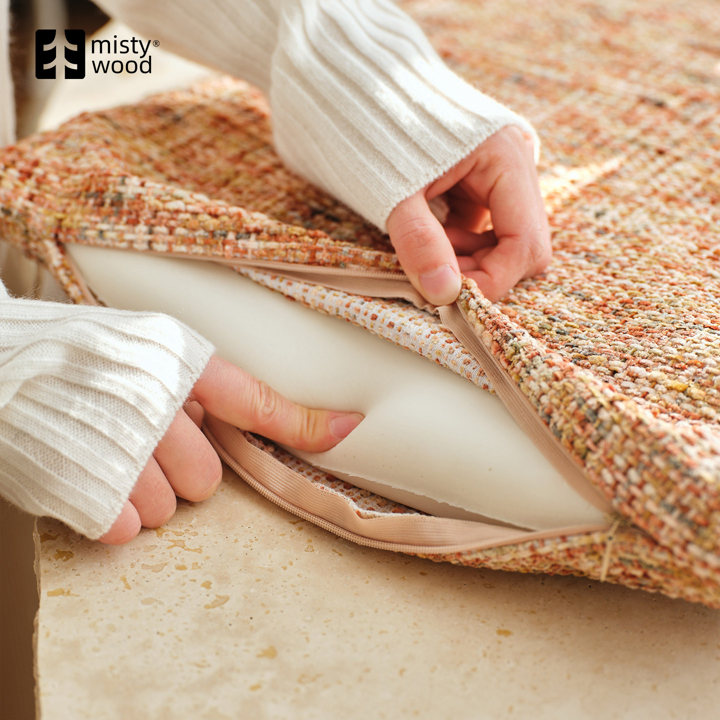 Mistywood chenille cushion cream chair cushion removable carpet floor mat non-slip bay window