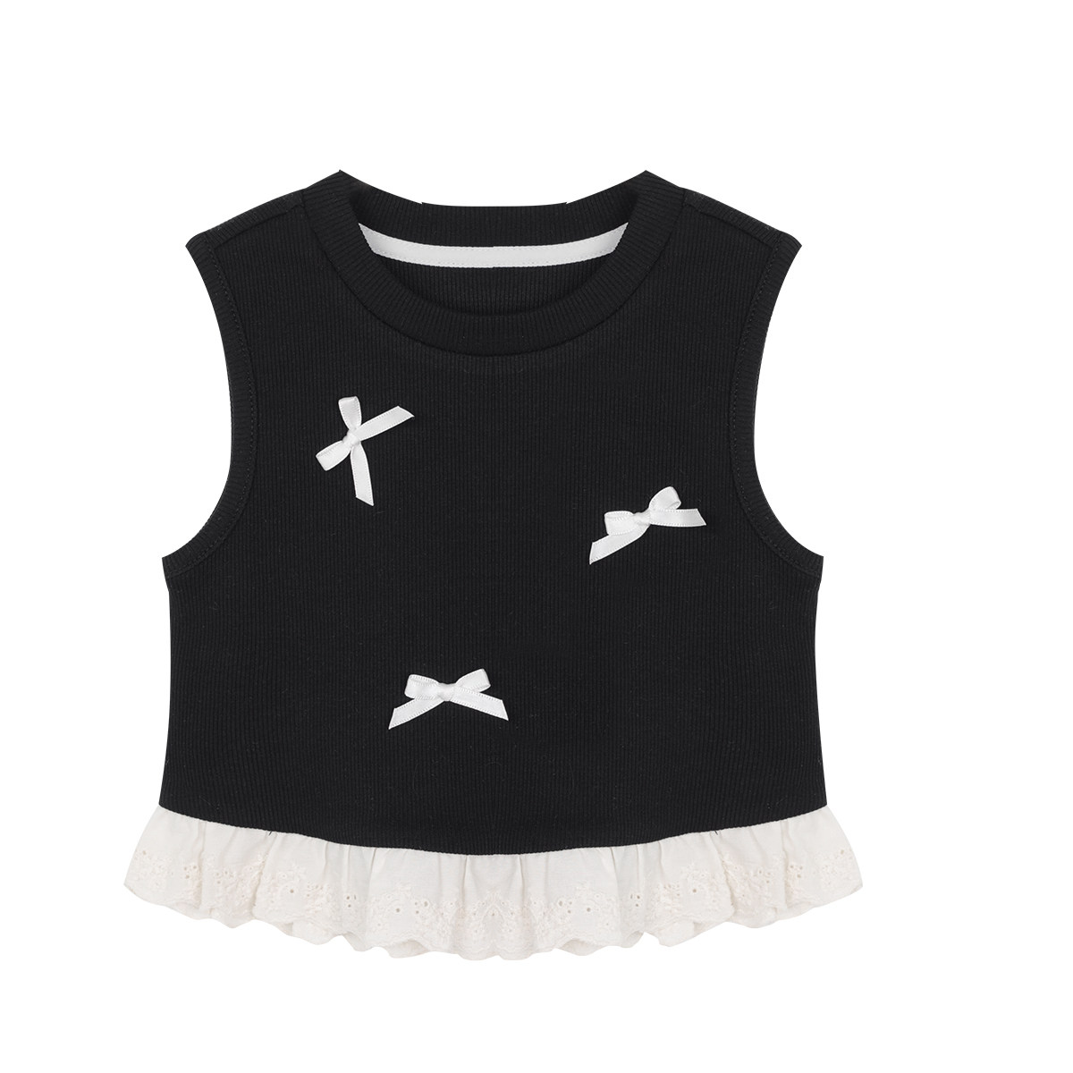 小O宝Okids童装 宝宝背心女蝴蝶结2025夏装新款婴儿蕾丝花边马甲,淘宝优惠券,粉丝福利购,淘宝优惠卷