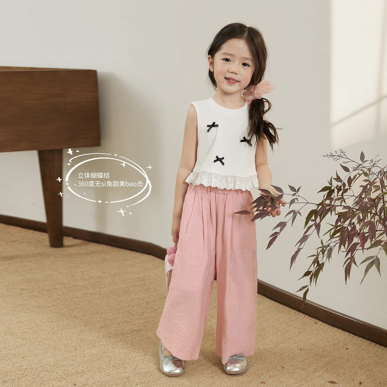 小O宝Okids童装 宝宝背心女蝴蝶结2025夏装新款婴儿蕾丝花边马甲,淘宝优惠券,粉丝福利购,淘宝优惠卷