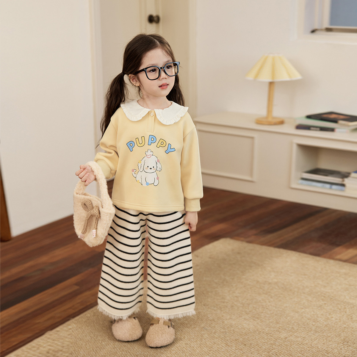 小O宝Okids童装 宝宝针织阔腿裤女直筒2025冬季新款宽松婴儿裤子,淘宝优惠券,粉丝福利购,淘宝优惠卷