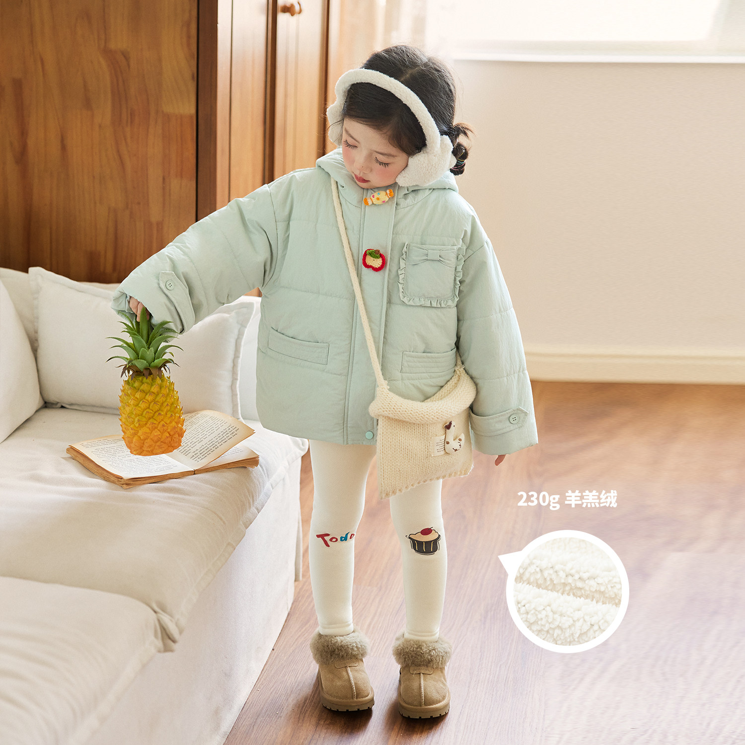 小O宝Okids童装 宝宝加绒打底裤女2025冬装新款女童针织保暖裤子,淘宝优惠券,粉丝福利购,淘宝优惠卷