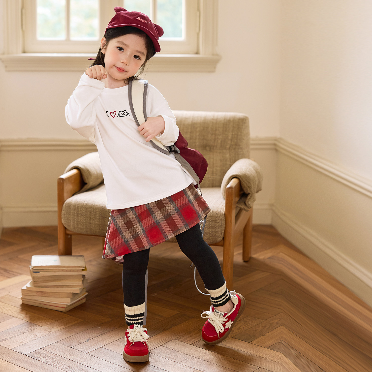 小O宝Okids童装 宝宝白色长袖t恤女字母2025秋冬新女童内搭打底衫,淘宝优惠券,粉丝福利购,淘宝优惠卷