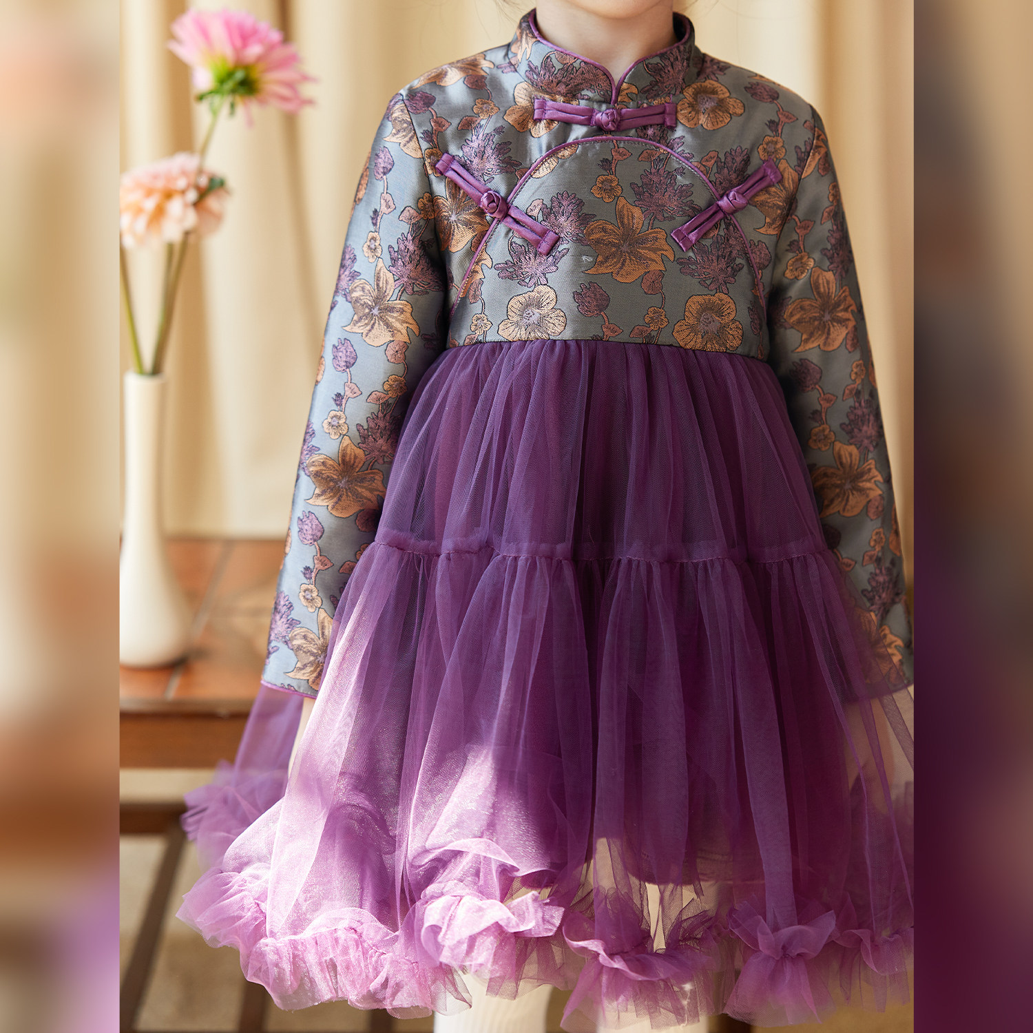 小O宝童装 宝宝新中式网纱蓬蓬裙女2026新款女童国风礼服裙子,淘宝优惠券,粉丝福利购,淘宝优惠卷