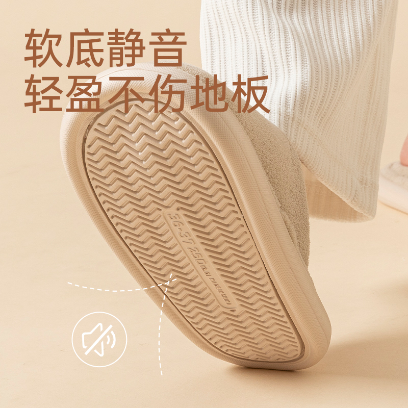 软底毛绒保暖棉拖鞋女秋冬季2024新款室内家用情侣男防滑居家静音