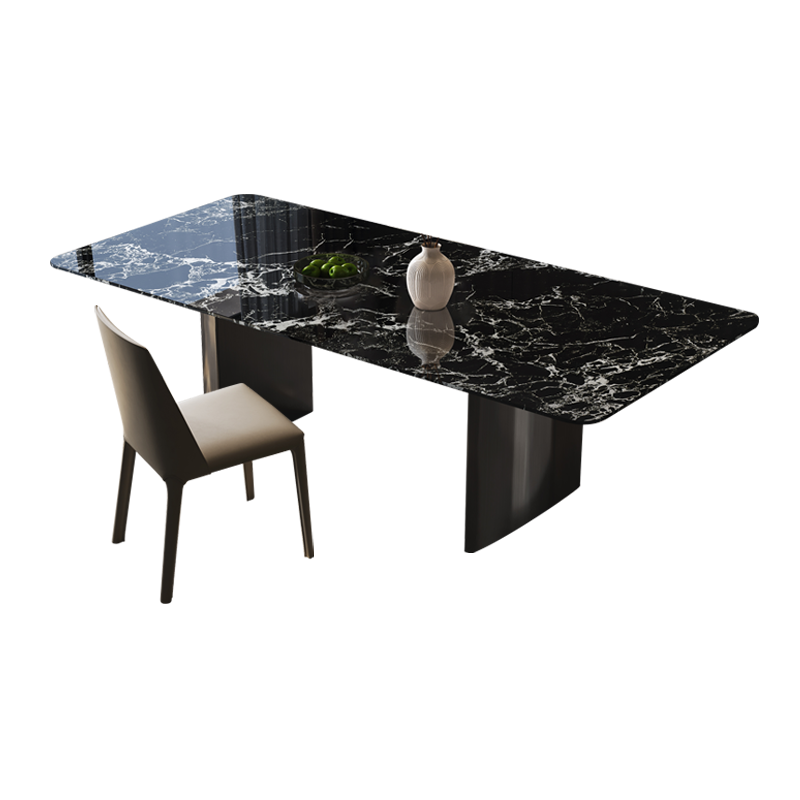 天然进口大理石长方形黑玫瑰轻奢餐桌吃饭桌子高端可定制别墅餐桌-图3