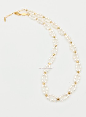 韩式天然淡水珍珠双层编织项链轻奢优雅高级感纯银镀金叠戴锁骨链