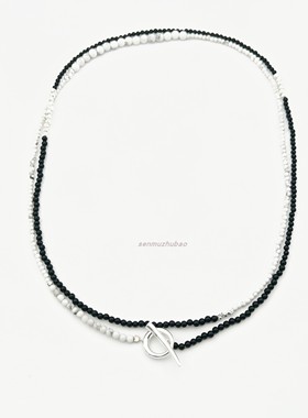 玛瑙天然石长款纯银项链