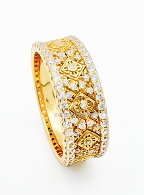 925纯银镀金镶锆石轻金刚杵戒指