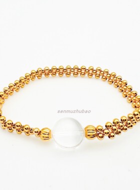 天然白水晶蹦迪珠表带弹力手串