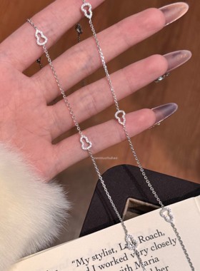 925纯银新中式复古十一颗镂空镶钻葫芦长款项链毛衣链国风高级感