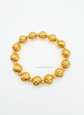 新中式925银镀金碎冰冰镭射手串