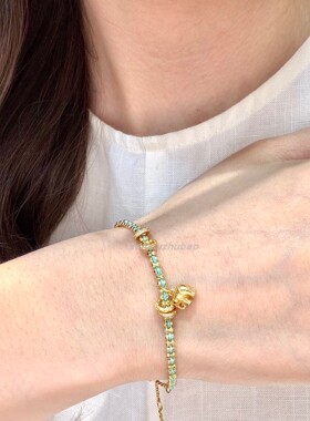 925纯银新中式复古吉祥吉象蓝色编绳镶钻手链时尚轻奢高级感气质