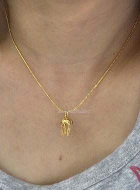 微镶锆石水母章鱼纯银项链