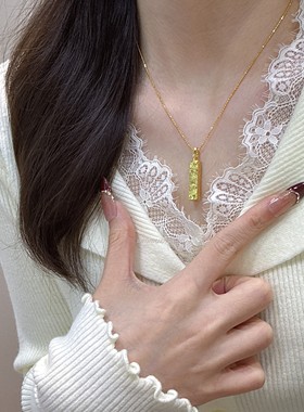 925纯银轻奢复古新中式碎碎冰小金条爆闪四方来财印章项链高级感