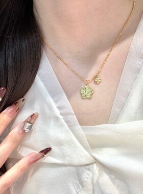 S925纯银新中式复古花朵碎冰冰吊坠项链高级感时尚轻奢直播货源