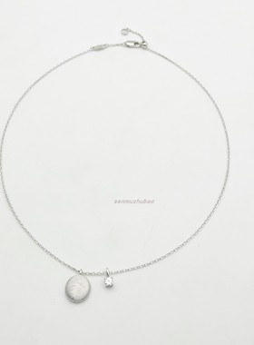 意大利工艺拉丝豆豆吊坠中古项链