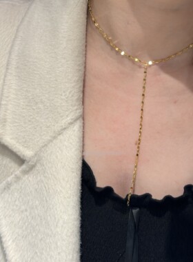 波光粼粼金片流苏Y字纯银项链