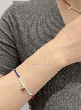 欧美夏日彩色多巴胺项链天然花瓣宝石彩虹S925纯银镀金锁骨链项链