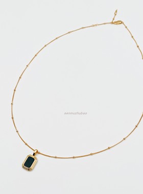 双面项链黑玛瑙白贝母方形项链