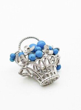 新款珍珠蓝松花篮子精致吊坠