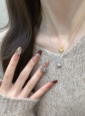 法式复古风925纯银INS风网红款爱心耳钉耳饰项链套装女轻奢高级感