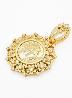 925银镀金做旧罗马人像浮雕吊坠