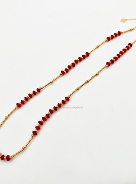 新中式红色系列串珠纯银项链拼接渐变小众设计锁骨链当季新品潮