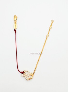 925银镀金小灵蛇满钻蛇手绳手链