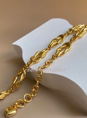 欧美金色粗链绳索结项链朋克个性时尚潮叠搭项链装饰节日礼物