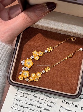 东方风大气新中式复古轻奢气质S925纯银高级感牡丹花手链百搭手饰