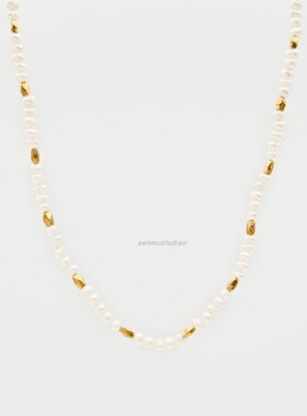 欧美不规则金米粒珍珠项链轻奢小众设计优雅时尚高级感叠戴锁骨链