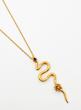 拉丝花朵镶钻项链灵蛇系列