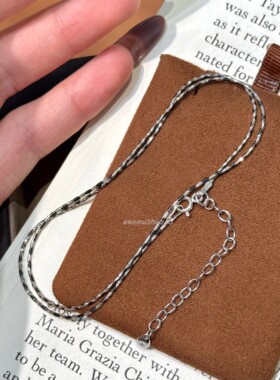 S925纯银意大利斑点黑白相间蛇骨项链长短款百搭素链时尚轻奢高级