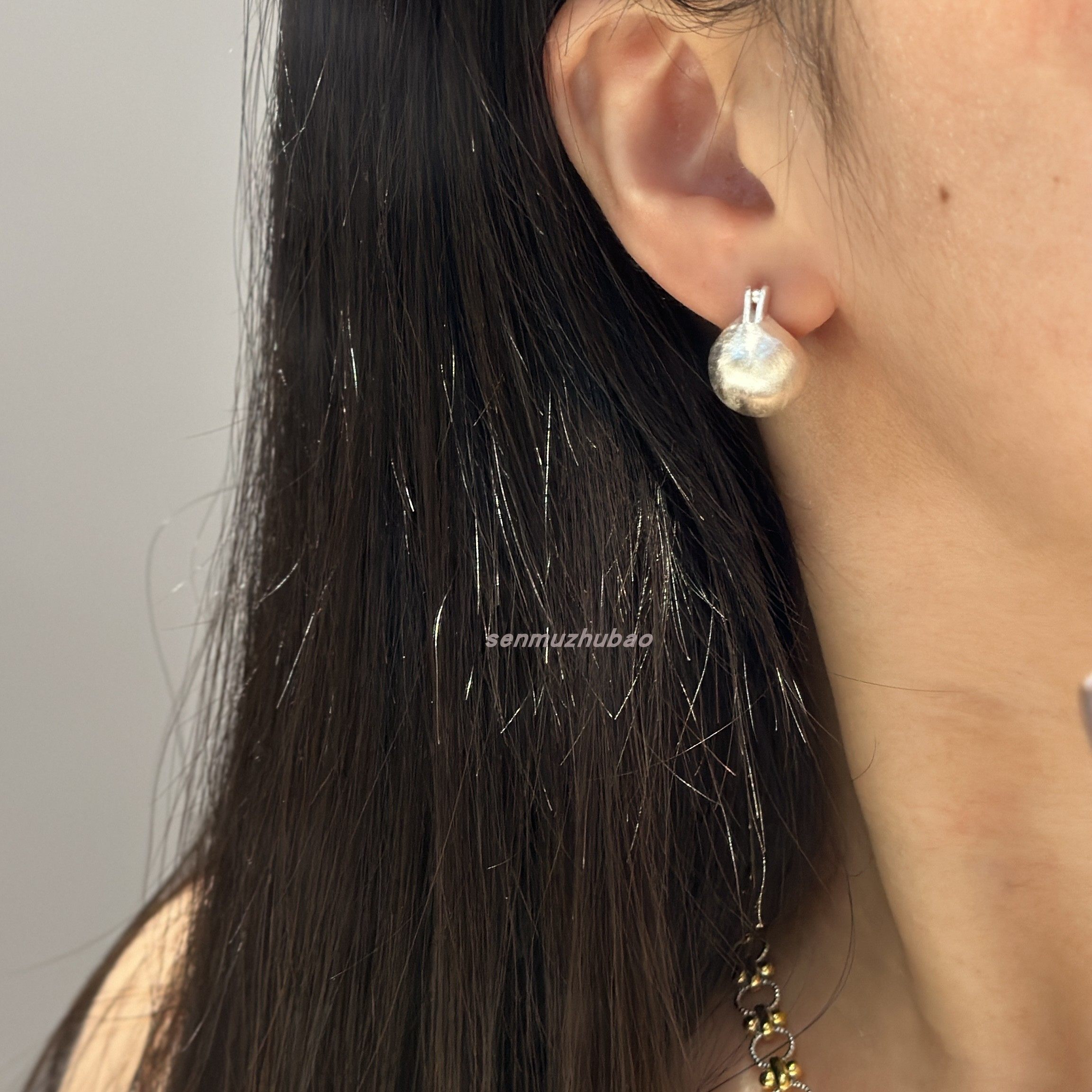 日本纯银重工拉丝圆圈圆球极简百搭气质耳环耳饰小众设计高级2024,淘宝优惠券,粉丝福利购,淘宝优惠卷