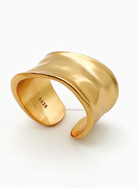 日系个性设计不规则磨砂纯银戒指