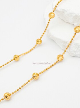 S925纯银弯刀月亮珠长款项链