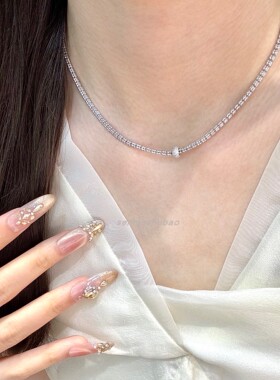 925纯银简约冷淡风编织链条钻球项链新款爆款气质锁骨链女高级感