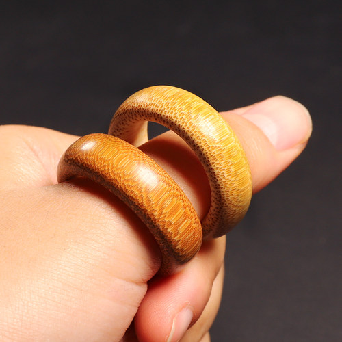 艺竹情天然老玉竹实心竹环扳指戒指手工男女款文玩竹子竹根雕饰品 - 图0